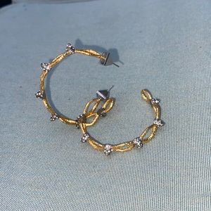 Alexis Bittar 12k gold chain hoop earrings w/ Swarovski crystal embellishments.